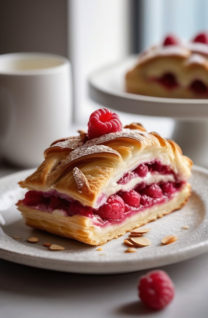 Flaky Raspberry Almond Pastry with Creamy Filling Recipe