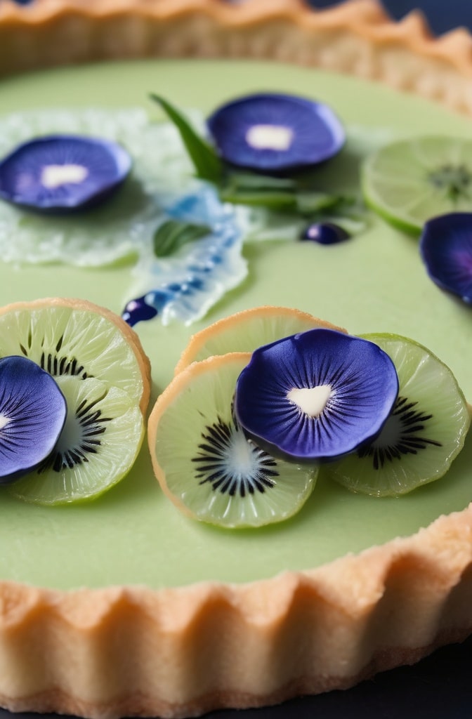 Vegan Tart with Lime and Natural Blue Color