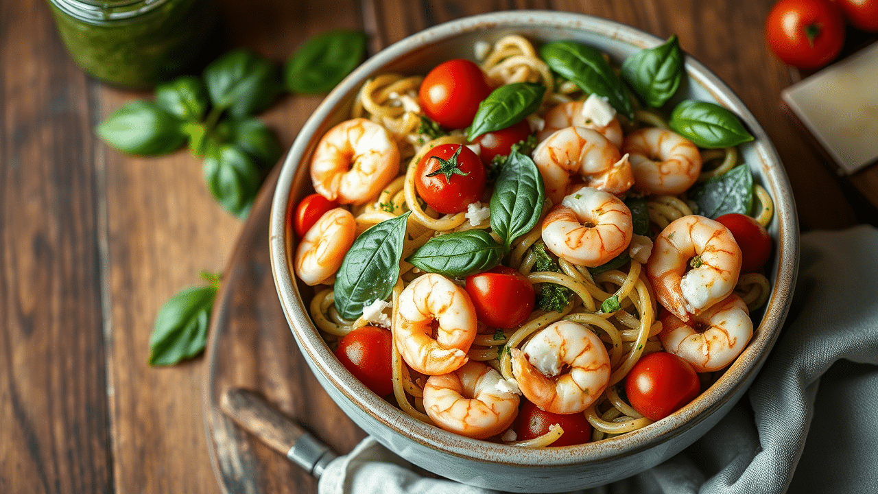 30-Minute Shrimp Pesto Pasta Salad – Fresh, Flavorful & Perfect for Busy Days