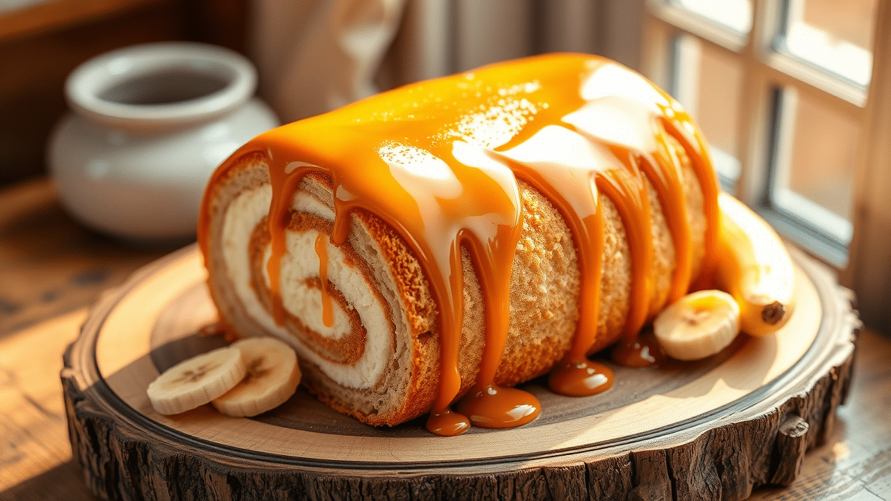 Banana Caramel Roll Cake Recipe