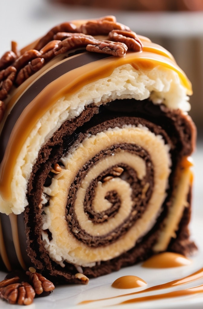 Chocolate Caramel Turtle Roll