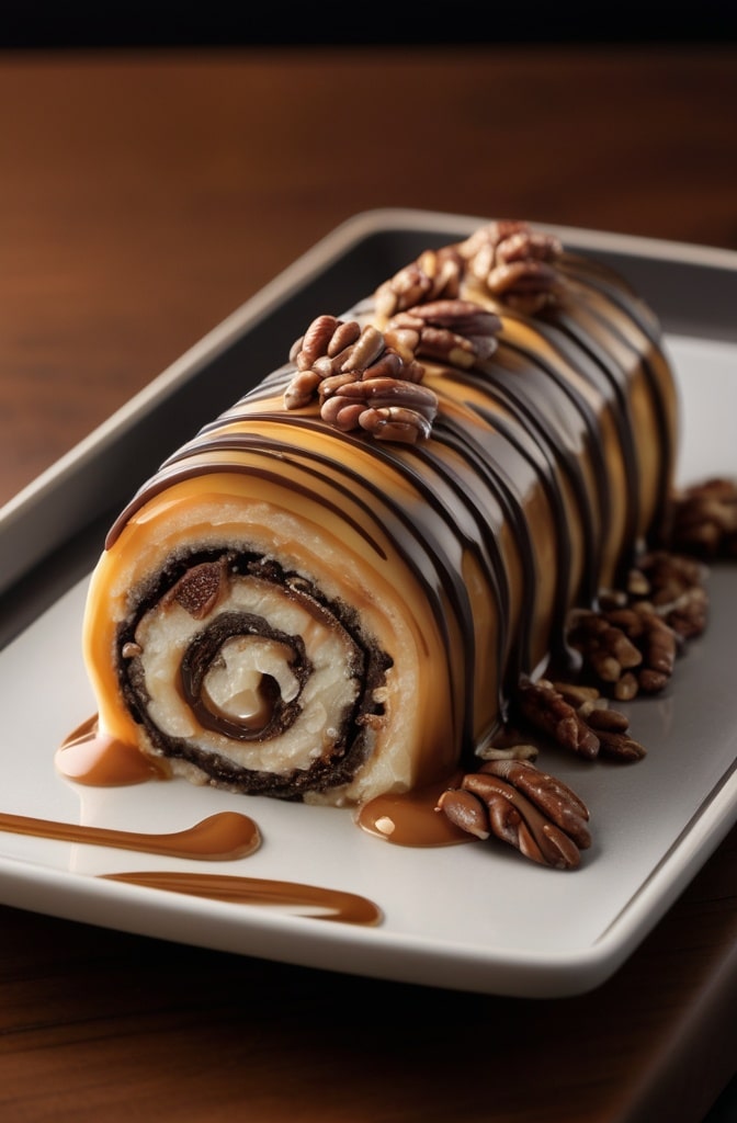 Chocolate Caramel Turtle Roll