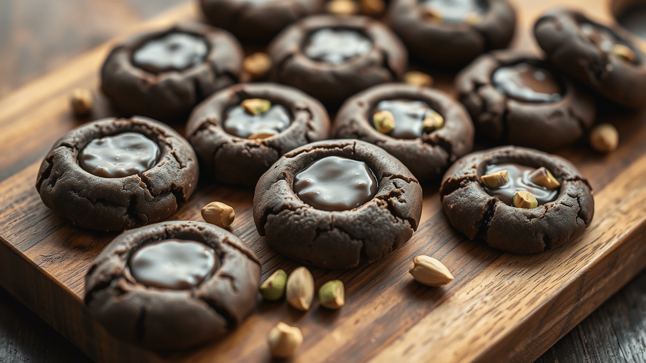 Chocolate Pistachio Thumbprints