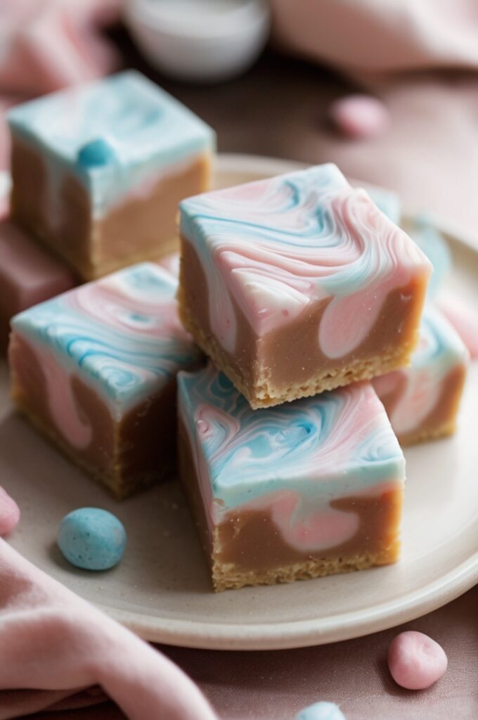 Cotton Candy Fudge Squares