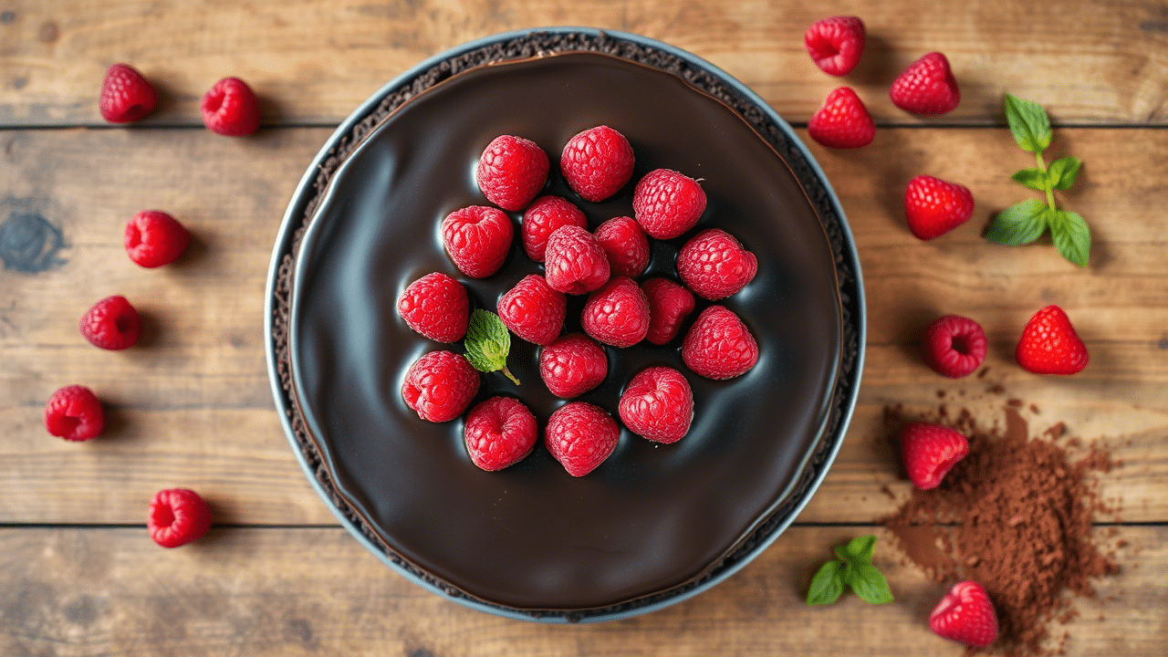 Dark Chocolate Raspberry Cheesecake