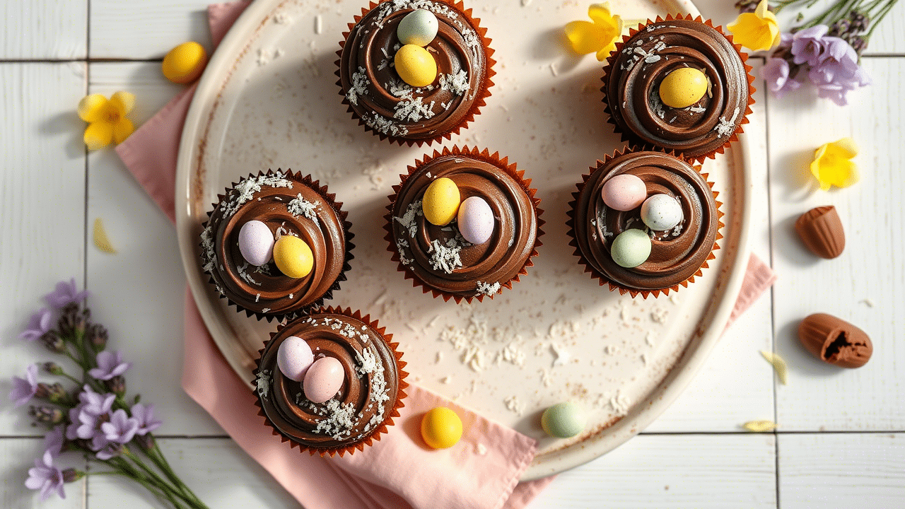 Easter Chocolate Coconut Cupcakes