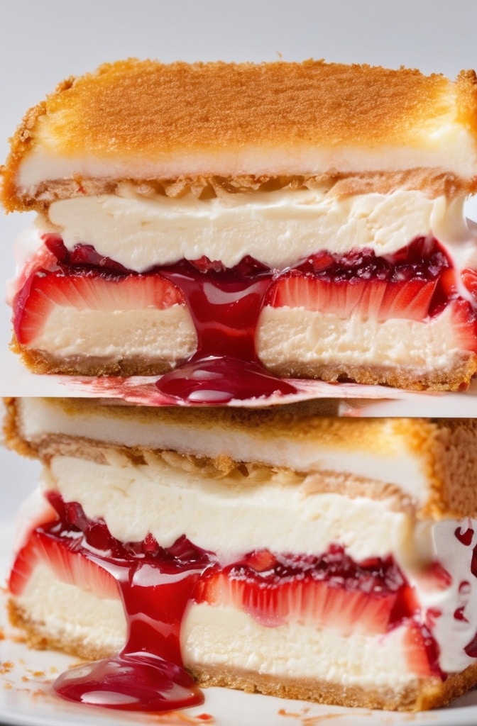 Fried Strawberry Cheesecake Sandwich Recipe