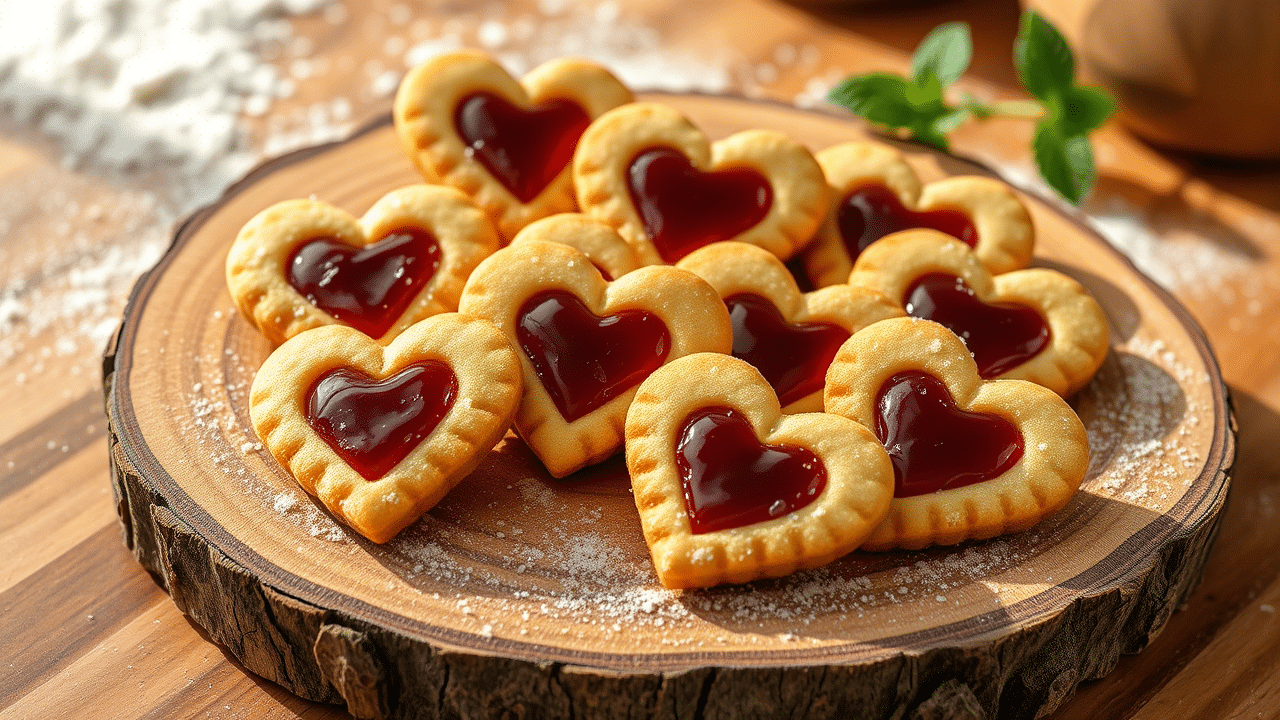 Heart Raspberry Thumbprint Cookies