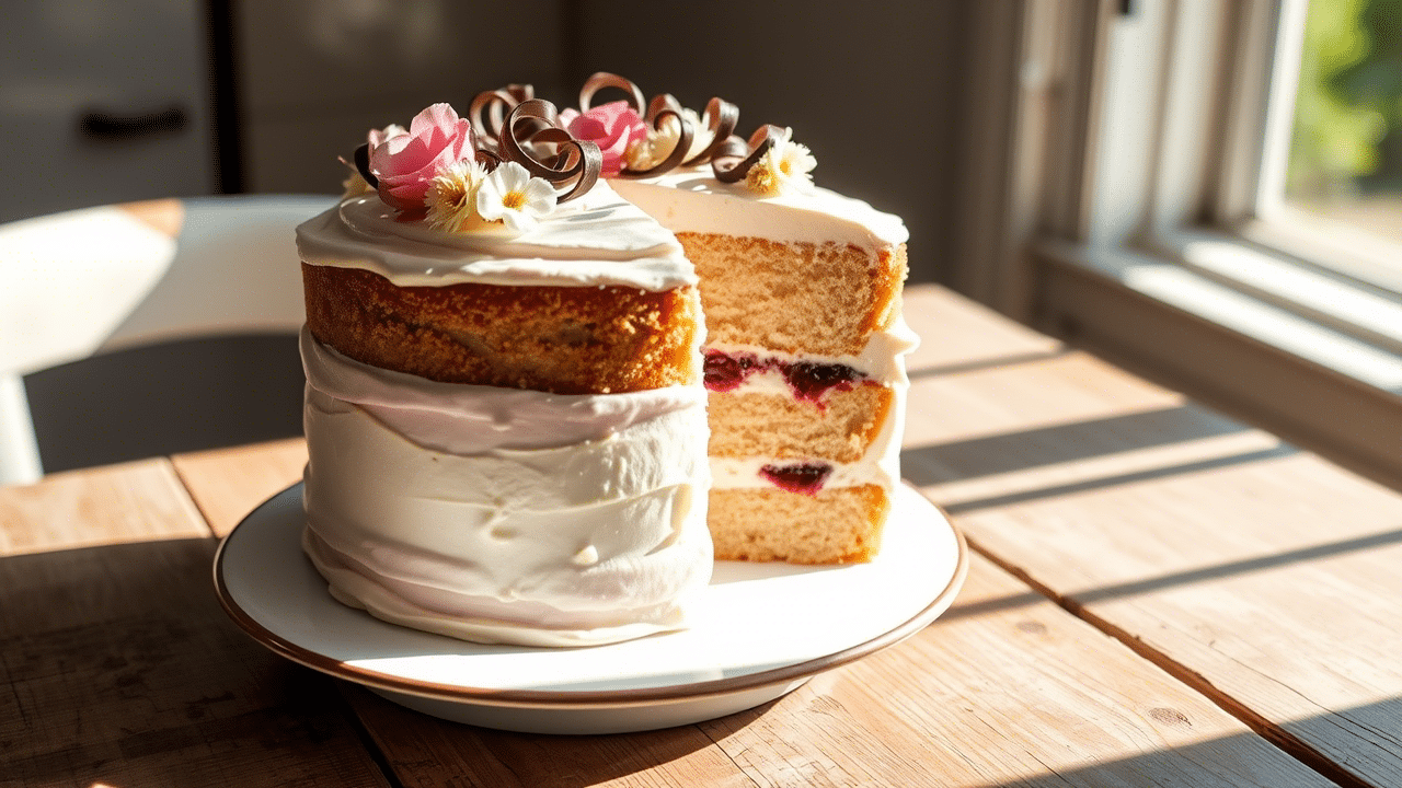 Layered cake with surprise inside