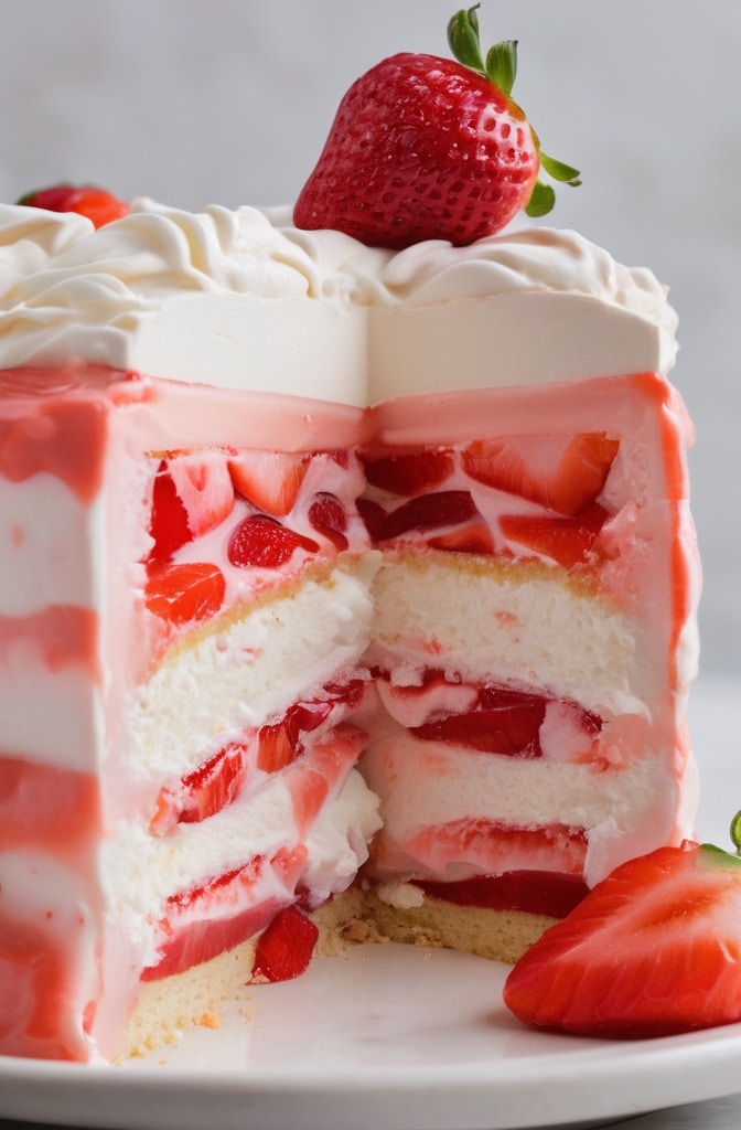 No Bake Strawberry Cloud Cake