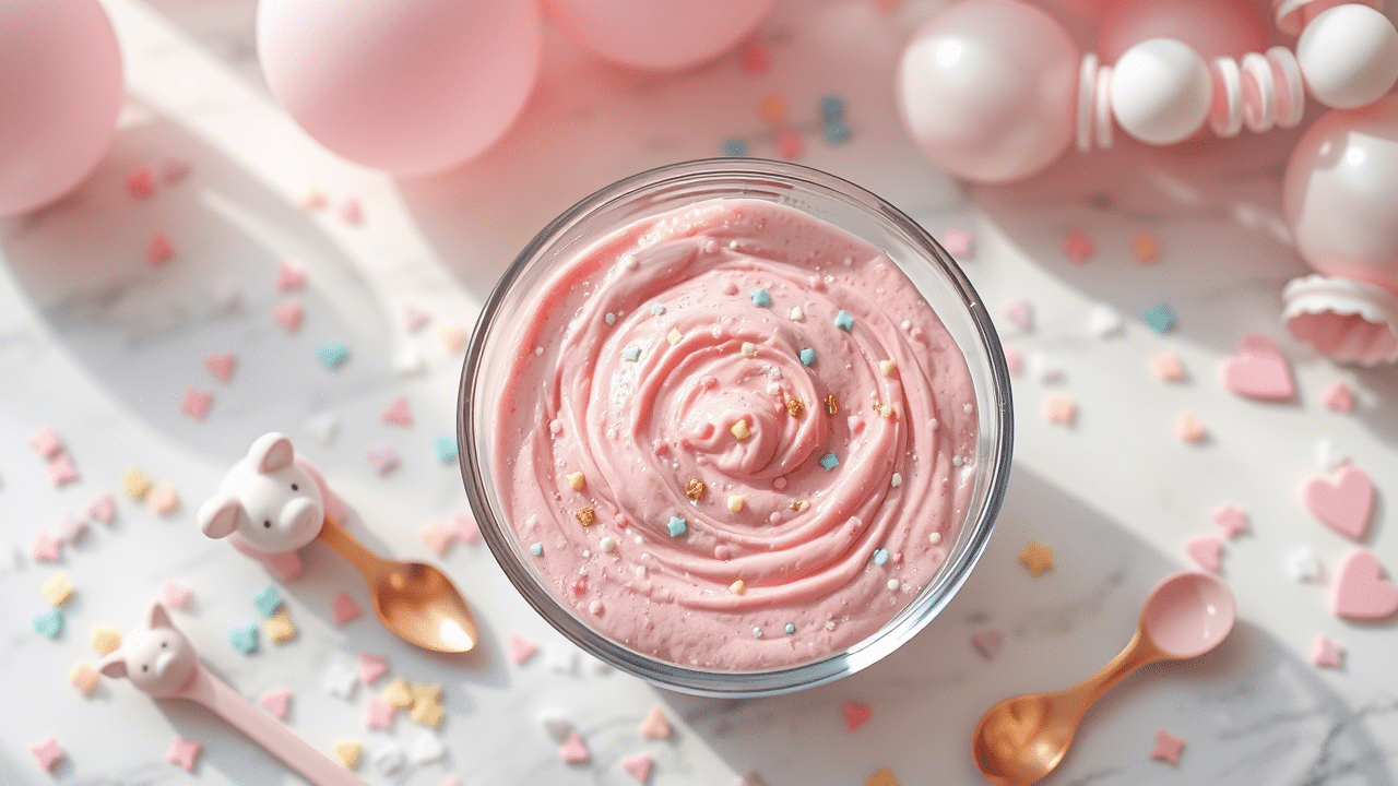 Sweet pink dip with festive sprinkles