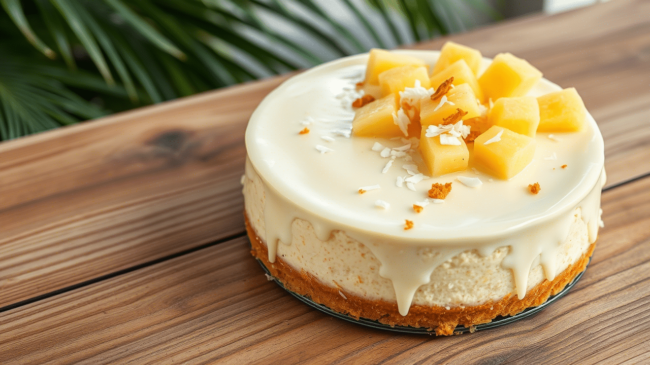 White Chocolate Pineapple Coconut Cheesecake – A Tropical Dream Dessert