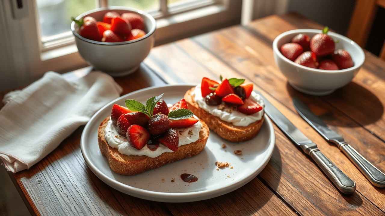 Roasted Strawberry Ricotta Toast