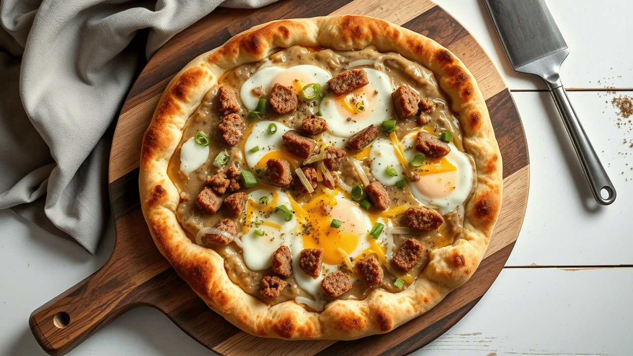Sausage Gravy Breakfast Pizza