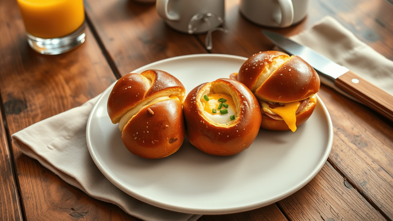 Stuffed Breakfast Pretzel Rolls